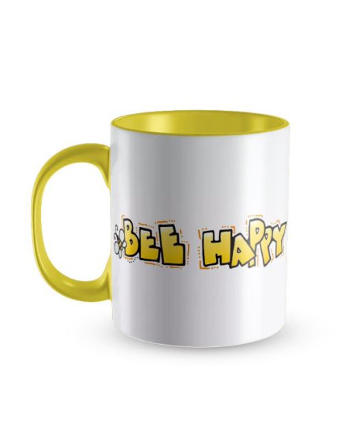 Kubek z nadrukiem żółty – bee happy